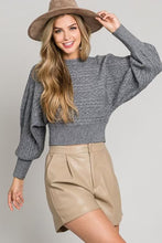 Load image into Gallery viewer, Gray Knit Cropped Sweater