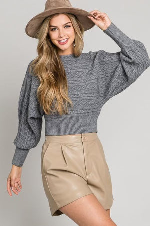 Gray Knit Cropped Sweater