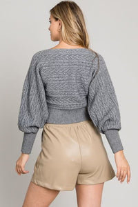 Gray Knit Cropped Sweater