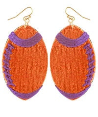 Orange/Purple Football Earring