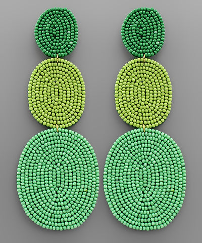 Green Oval Bead Earrings