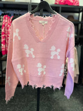 Load image into Gallery viewer, Poodle Print Distressed Sweater