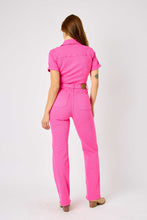 Load image into Gallery viewer, Pink Denim Short Sleeve Jumpsuit