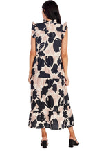 Load image into Gallery viewer, Black/Tan Abstract Adair Tiered Maxi
