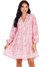 Load image into Gallery viewer, Geo Pink Floral Vicky Tunic Dress