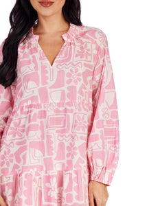 Geo Pink Floral Vicky Tunic Dress