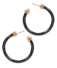 Load image into Gallery viewer, Color Coated Metal&amp; Edge Pearl Hoops