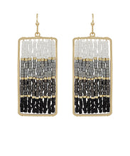 Load image into Gallery viewer, Beaded Rectangle Drop Earrings