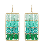 Load image into Gallery viewer, Beaded Rectangle Drop Earrings