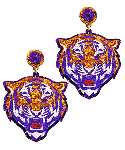 Glitter Tiger Dangle Earrings