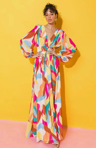 Multicolored Long Sleeve Maxi