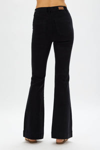 High Waisted Pull On Black Flare