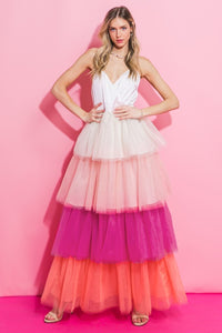 Colorblock Tulle Woven Dress