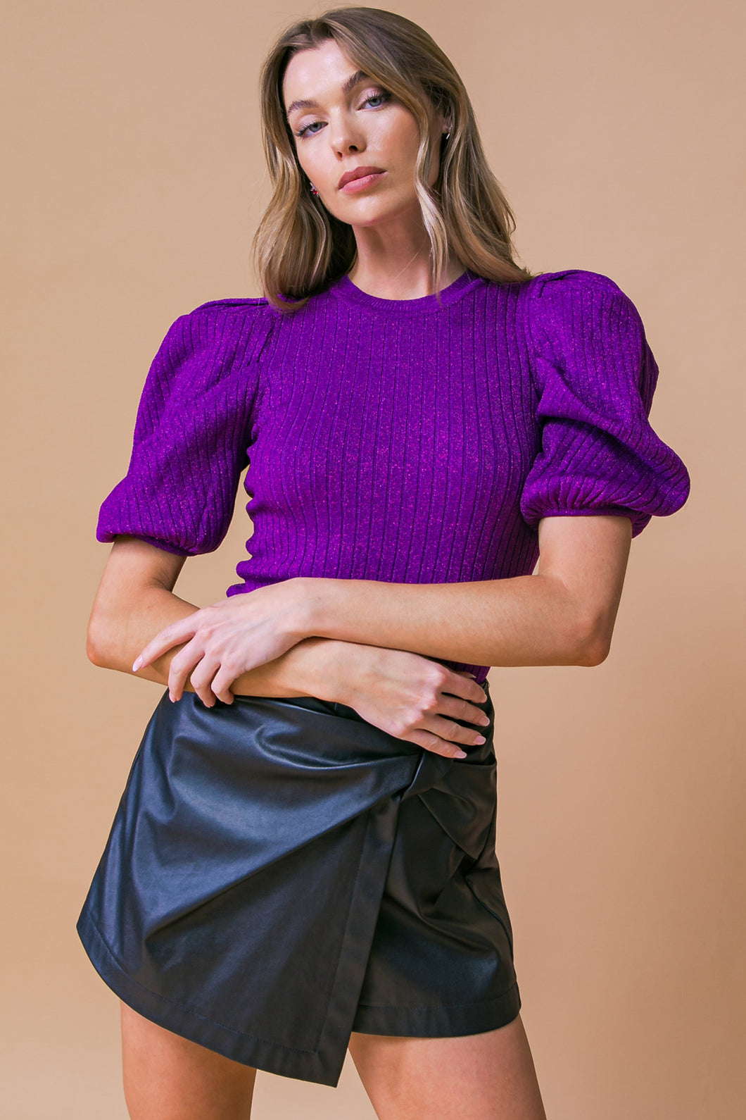 Purple Ribbed Sweater