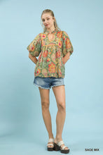 Load image into Gallery viewer, Paisley Print Blouse With Puff Sleeves