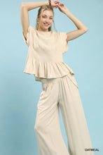 Load image into Gallery viewer, Linen Smocked Peplum Top and Pant