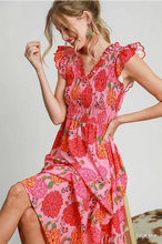 Load image into Gallery viewer, Floral Print  V-neck Dress