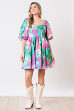 Load image into Gallery viewer, Cotton Poplin Floral Printed Babydoll Puff Sleeve Dress