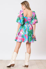 Load image into Gallery viewer, Cotton Poplin Floral Printed Babydoll Puff Sleeve Dress