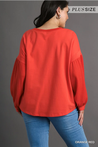 Waffle Sleeve Plus Top