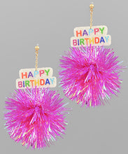 Load image into Gallery viewer, PomPom&amp; Happy Birthday Glitter  Earrings