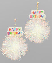 Load image into Gallery viewer, PomPom&amp; Happy Birthday Glitter  Earrings