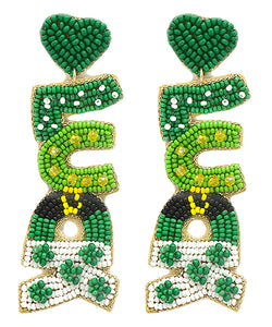 Beaded "LUCK" Earrings