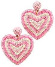 Load image into Gallery viewer, Wrapped Raffia Heart Drop Earrings