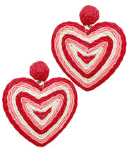 Load image into Gallery viewer, Wrapped Raffia Heart Drop Earrings