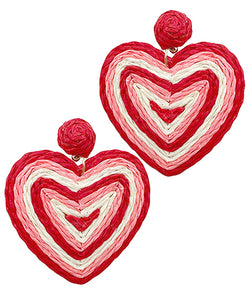 Wrapped Raffia Heart Drop Earrings