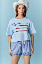 Load image into Gallery viewer, American Flag With Bow Detail Printed Crop Top