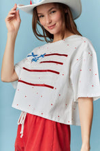 Load image into Gallery viewer, American Flag With Bow Detail Printed Crop Top