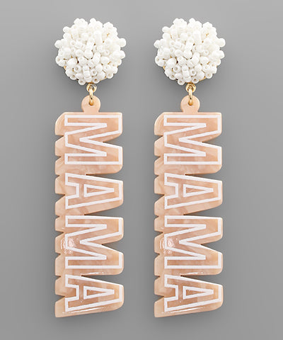 MAMA Bead& Pom Pom Earring