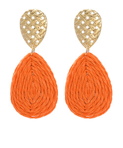 Raffia 2 Teardrop& Textured Earring