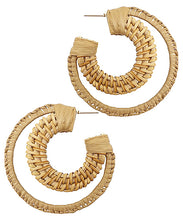 Load image into Gallery viewer, Rattan&amp; Wrapped Raffia Hoops