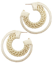 Load image into Gallery viewer, Rattan&amp; Wrapped Raffia Hoops