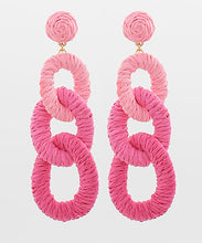 Load image into Gallery viewer, Raffia 3 Circle Link Drop Earrings