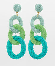 Load image into Gallery viewer, Raffia 3 Circle Link Drop Earrings