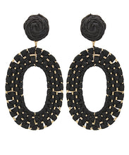 Load image into Gallery viewer, Raffia Braided Oval Drop Earrings