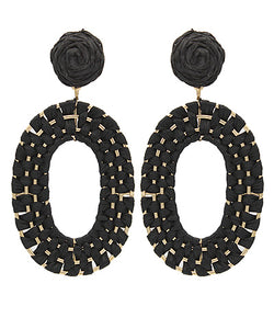 Raffia Braided Oval Drop Earrings