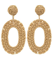 Load image into Gallery viewer, Raffia Braided Oval Drop Earrings