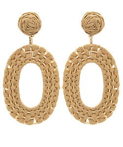 Raffia Braided Oval Drop Earrings