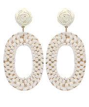 Load image into Gallery viewer, Raffia Braided Oval Drop Earrings