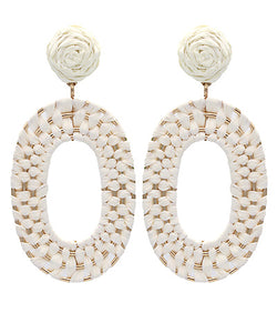 Raffia Braided Oval Drop Earrings