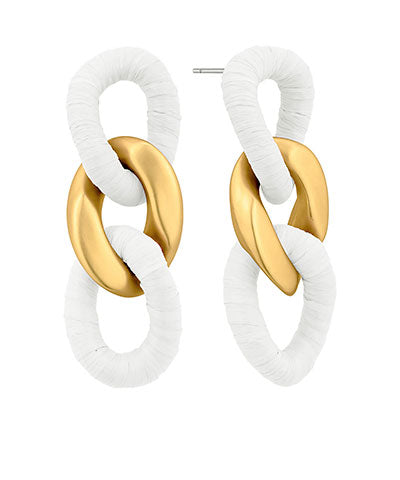 Linked Metal& Raffia Drop Earring