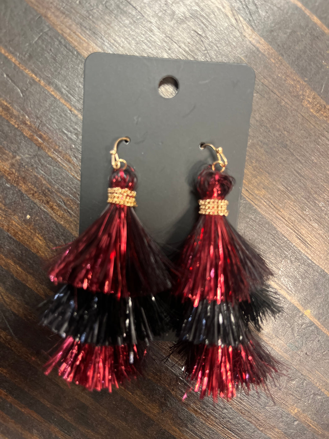 Burgundy/Black Tassel Earring