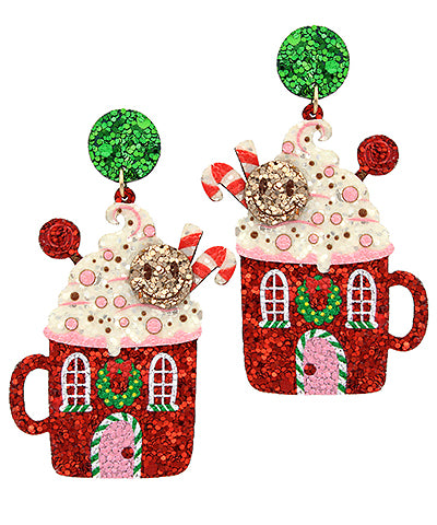 Hot Chocolate Glitter Drop Earrings