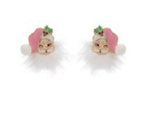 Santa Claus& Fur Enamel Earrings