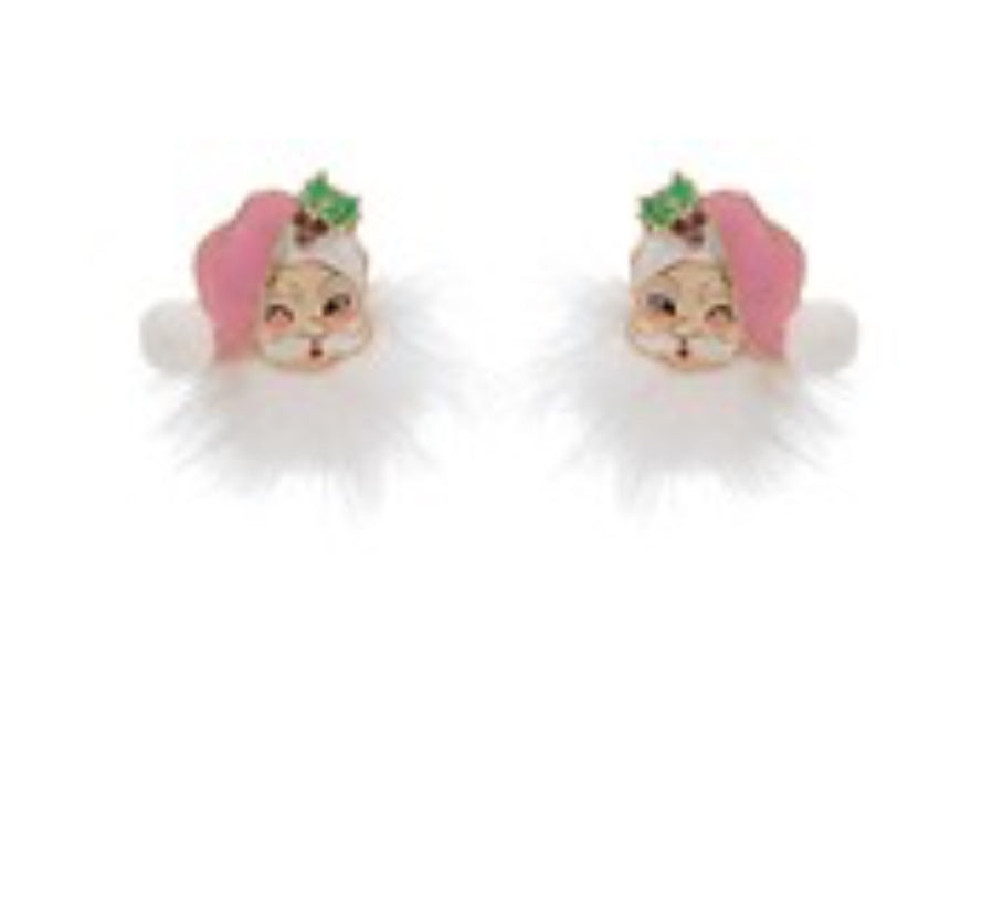 Santa Claus& Fur Enamel Earrings