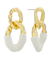 Load image into Gallery viewer, Leather Wrapped Geo Oval Earrings